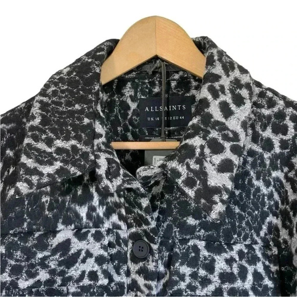 All saints black white leopard Jessa Shacket jacket - Picture 4 of 10